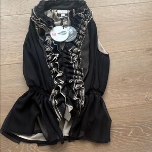 Robert Rodriguez Black and Cream Ruffled Blouse